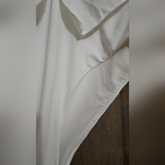 ZARA Deep V Neck Statement Ruffle Neckline One Piece Suit/bodysuit. White.SM - Picture 14 of 16